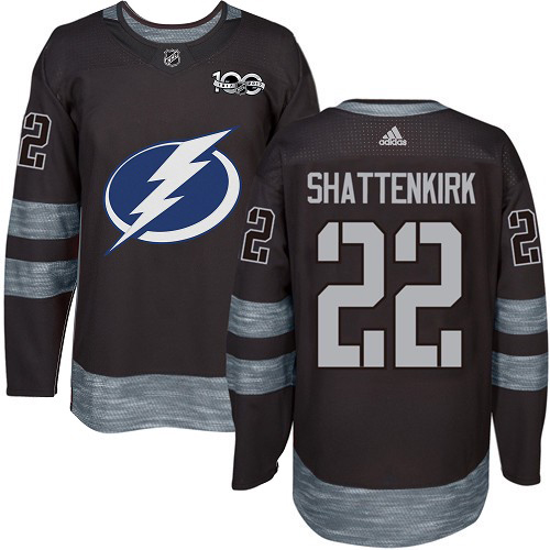 Adidas Tampa Bay Lightning Men #22 Kevin Shattenkirk Black 1917-2017 100th Anniversary Stitched NHL Jersey